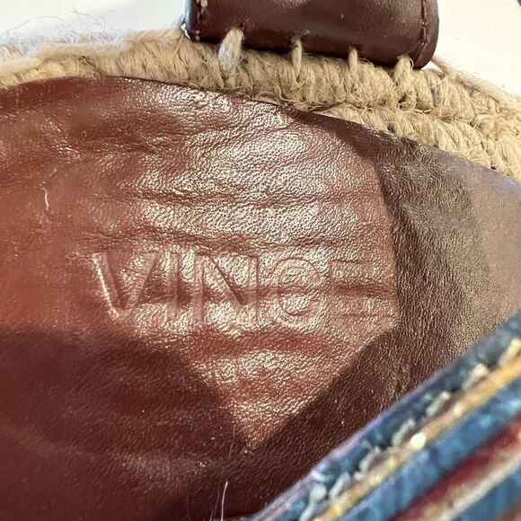 Vince Stefania Multicolor Espadrille Multi Stripe Wedge Heels Sandals Size 8 EUC - Picture 11 of 11